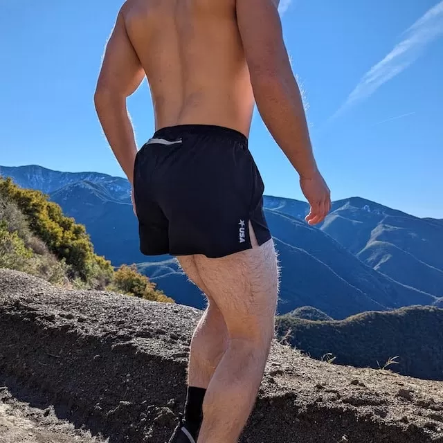 Runyon Men's Black 3" Running Workout Short American Made In USA