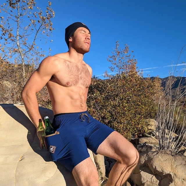 Runyon Navy Gold Reflective Classic Cuffed Beanie American Made In USA