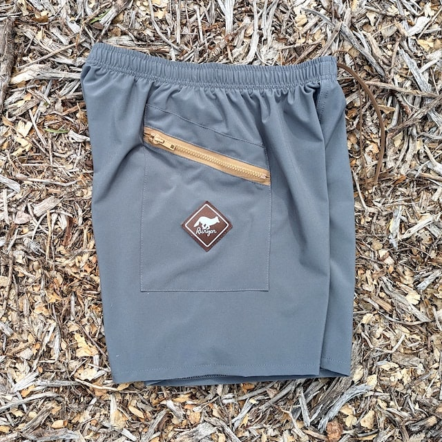 Runyon American Made In USA Steel Grey TrailStash 7" Shorts - Running, Hiking, Fitness- Outdoors