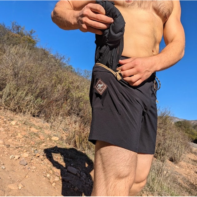 Runyon Men's 7" Black Trail Running Hiking Shorts American Made In USA