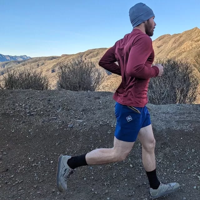 Mens Manzanita Maroon Long Sleeve Technical Trail Performance Running Hiking Shirt Made In USA