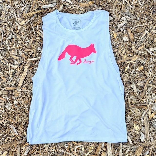 Runyon Unisex White Hot Pink Logo Workout Muscle Tank Made In USA