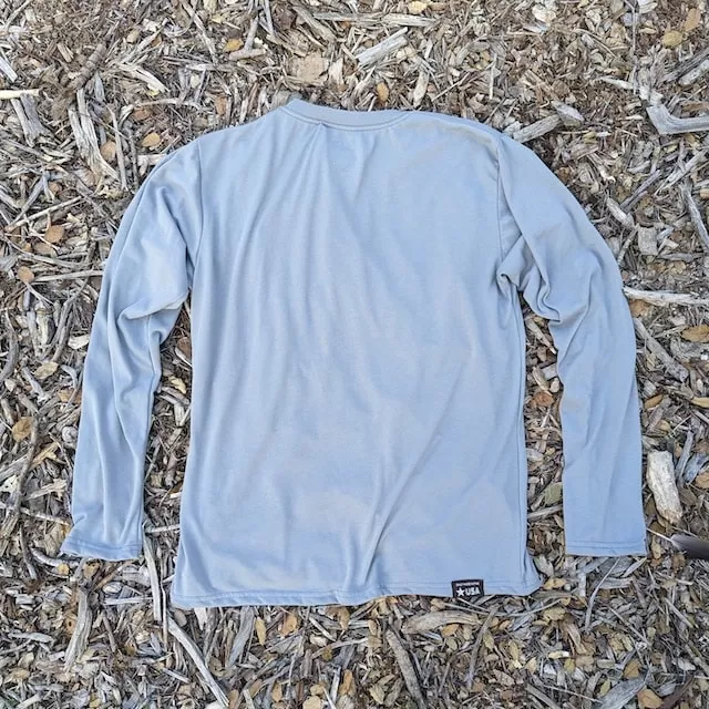 Runyon CozyTech Steel Grey Long Sleeve Camp Shirt - Hiking, Running, Outdoors, Workout, Workwear American Made In The USA Runyon CozyTech Steel Grey Long Sleeve Camp Shirt - Hiking, Running, Outdoors, Workout, Workwear American Made In The USA