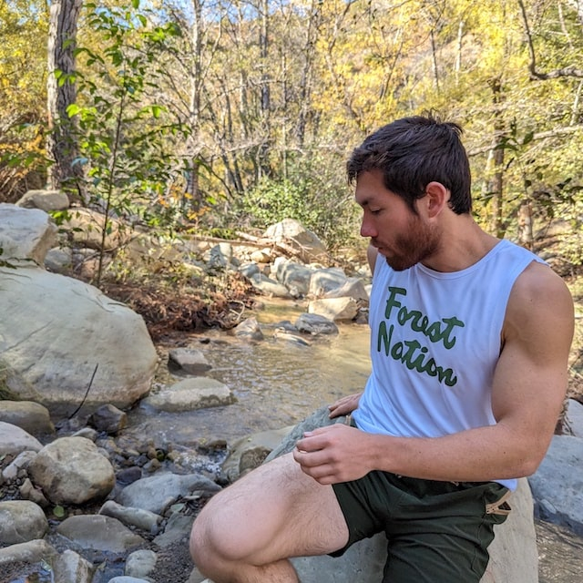 Runyon Men's Unisex Forest Nation White Muscle Tank great for Running, Hiking, Gym, Workout, Outdoors & Fitness -  Made In USA