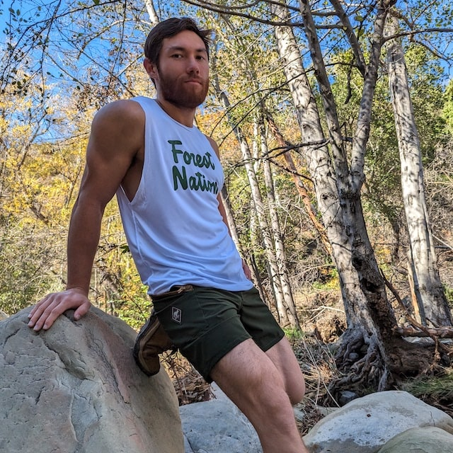 Runyon Men's Unisex Forest Nation White Muscle Tank great for Running, Hiking, Gym, Workout, Outdoors & Fitness -  Made In USA