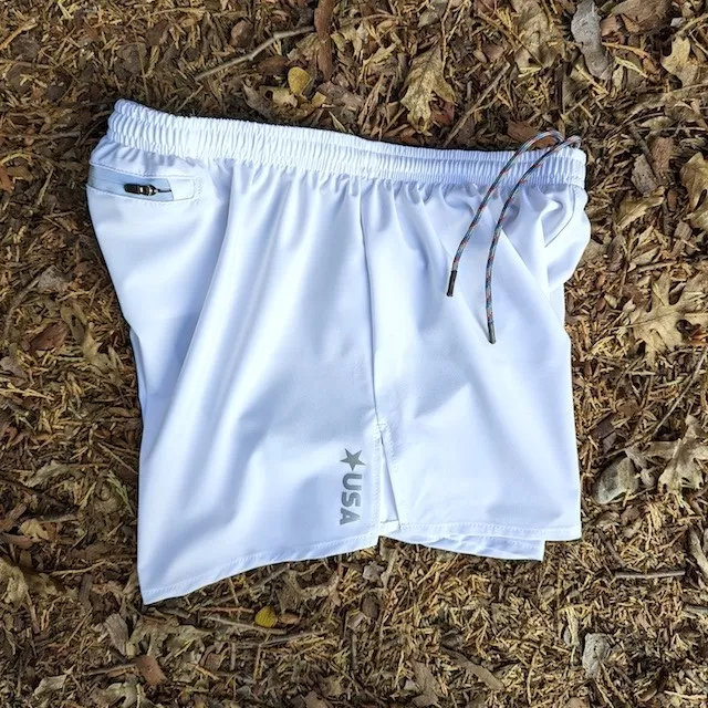 Runyon Unisex 3" White Performance Running Short Made In USA | Runyon Canyon Apparel