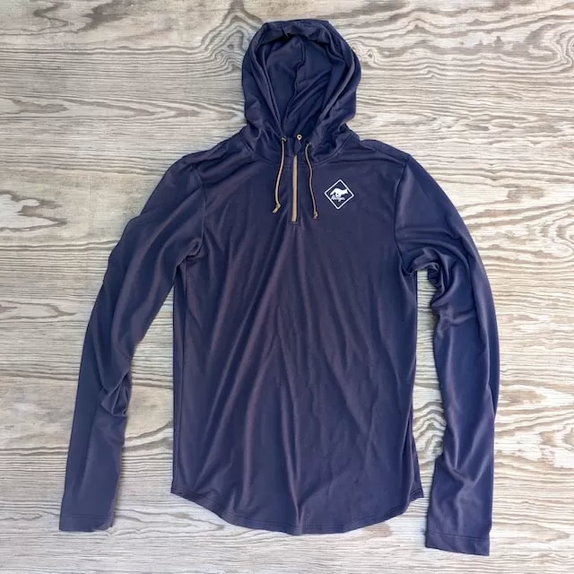 Runyon Men's Navy Blue CozyTech Fitness Zip Hoodie Made In USA | Runyon Canyon Apparel