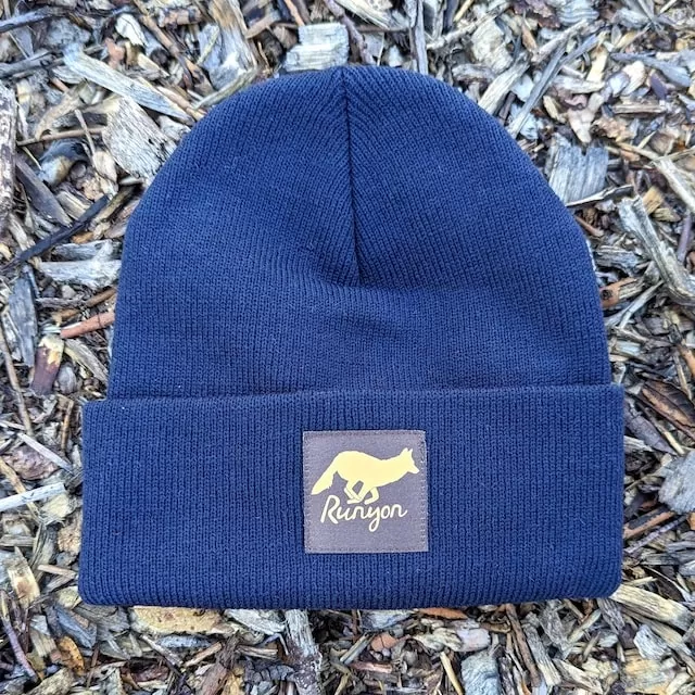 Runyon Navy Gold Reflective Classic Cuffed Beanie American Made In USA