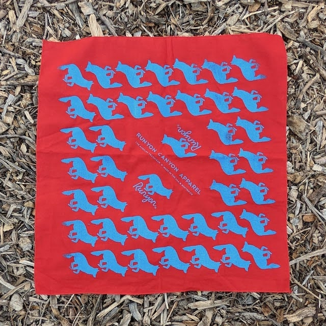 Runyon Red Bright Cyan Blue Signature Bandana American Made In The USA Runyon Red Bright Cyan Blue Signature Bandana American Made In The USA