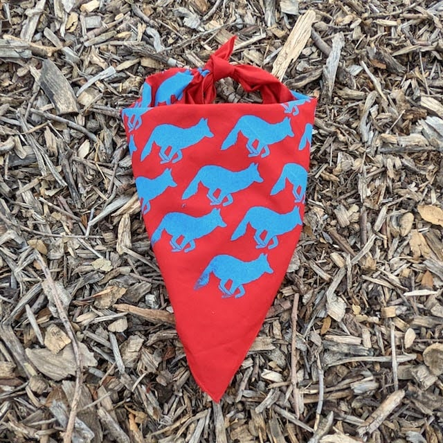 Runyon Red Bright Cyan Blue Signature Bandana American Made In The USA Runyon Red Bright Cyan Blue Signature Bandana American Made In The USA