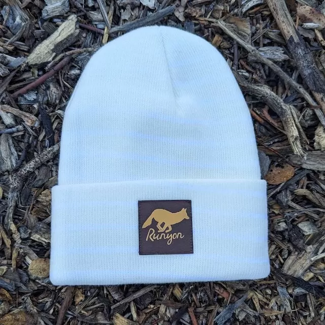 Runyon White Gold Reflective Classic Cuffed Beanie American Made In USA