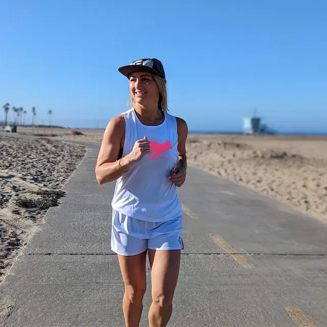 Runyon Unisex White Hot Pink Logo Workout Muscle Tank Made In USA