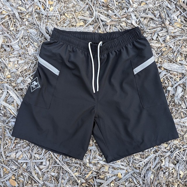 Runyon American Made In USA TrailStash 7" Black Gravel Short- Running, Hiking, Cycling, Fitness, Outdoors