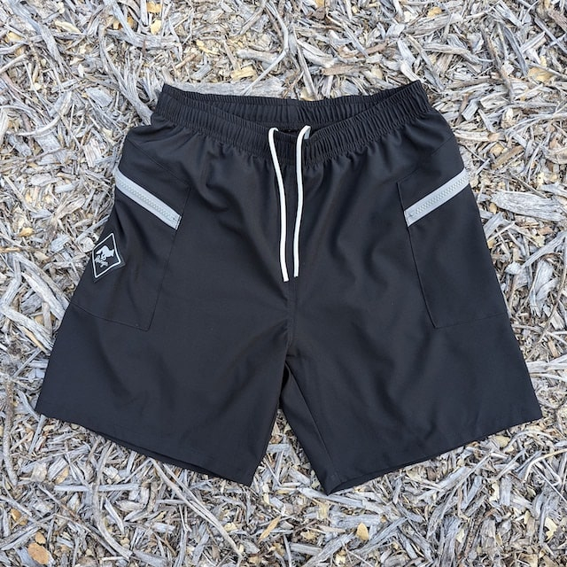 Runyon American Made In USA TrailStash 7" Black Gravel Short- Running, Hiking, Cycling, Fitness, Outdoors