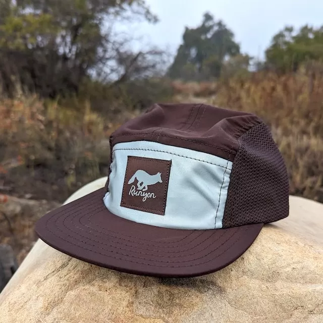 Runyon Brown Reflective Camp Hat American Made In USA Trail Running Hiking Workout Performance Cap