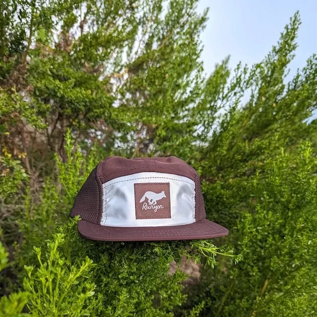 Runyon Brown Reflective Camp Hat American Made In USA Trail Running Hiking Workout Performance Cap