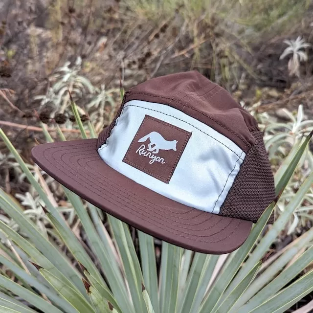 Runyon Brown Reflective Camp Hat American Made In USA Trail Running Hiking Workout Performance Cap
