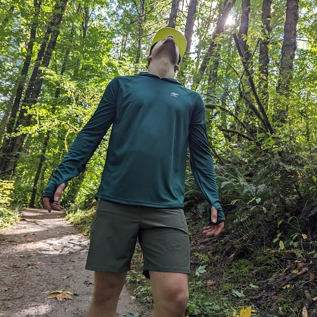 Runyon Men's Forest Green Sun Hoodie Shirt Long Sleeve Thumbholes Sun Protection Quick Dry American Made In USA