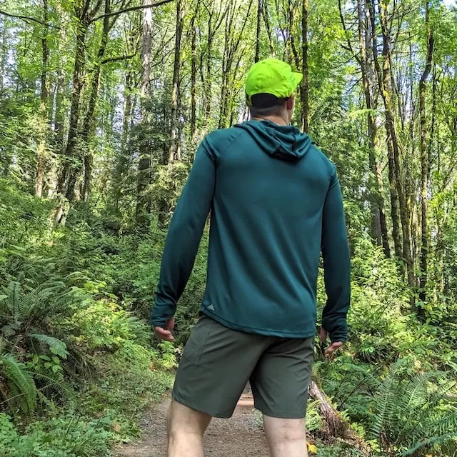 Runyon Men's Forest Green Sun Hoodie Shirt Long Sleeve Thumbholes Sun Protection Quick Dry American Made In USA