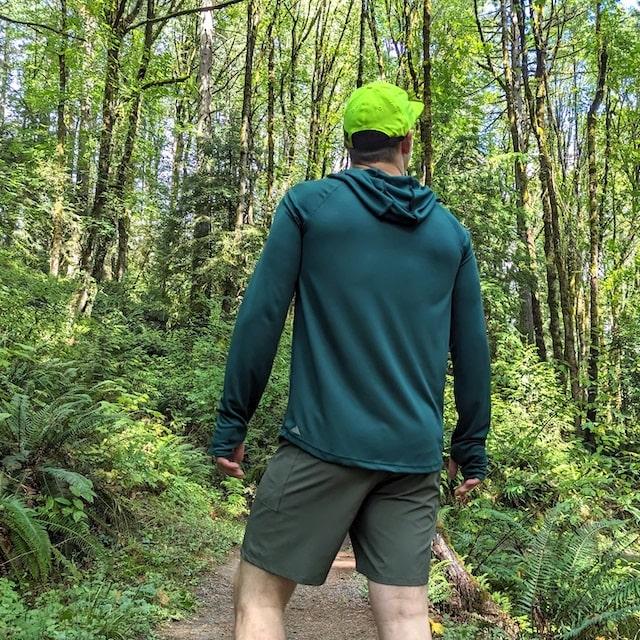 Runyon Men's Forest Green Sun Hoodie Shirt Long Sleeve Thumbholes Sun Protection Quick Dry American Made In USA