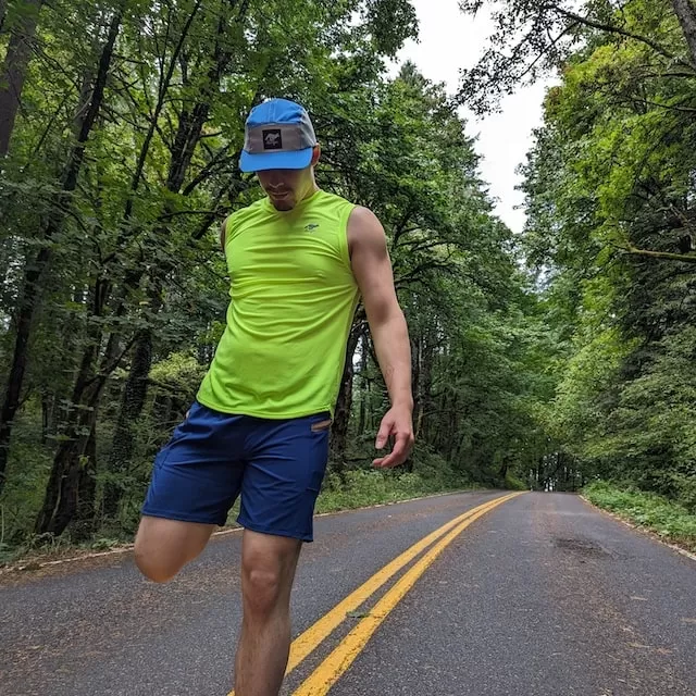 Runyon Men's Neon Yellow Fluorescent Safety Yellow Sleeveless Muscle Tee Performance Workout Tank Top American Made In USA