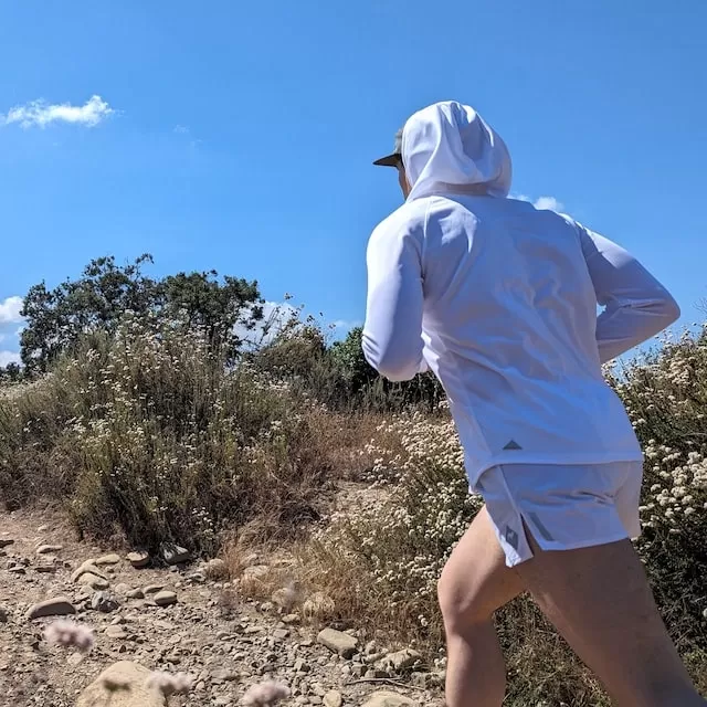 Runyon Men's White Sun Hoodie Shirt Long Sleeve Thumbholes Sun Protection Quick Dry American Made In USA