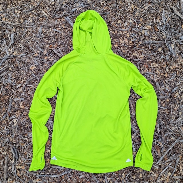 Runyon Women's Unisex Neon Lime Green High Visibility Sun Hoodie Shirt Long Sleeve Thumbholes Sun Protection Quick Dry American Made In USA