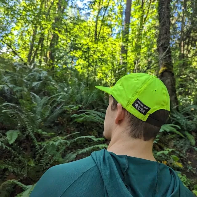 Runyon Neon Yellow Hi Visibility Fluorescent Green Reflective Performance Trail Cap American Made In USA Running Performance Running Hat Hiking Outdoors Fitness Headwear