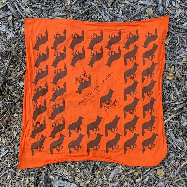 Runyon Orange Brown American Made In USA Bandana Handkerchief Trail Running Hiking Fitness Outdoors