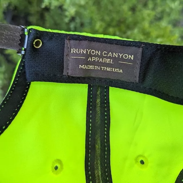 Runyon Neon Yellow Hi Visibility Fluorescent Green Reflective Performance Trail Cap American Made In USA Running Performance Running Hat Hiking Outdoors Fitness Headwear
