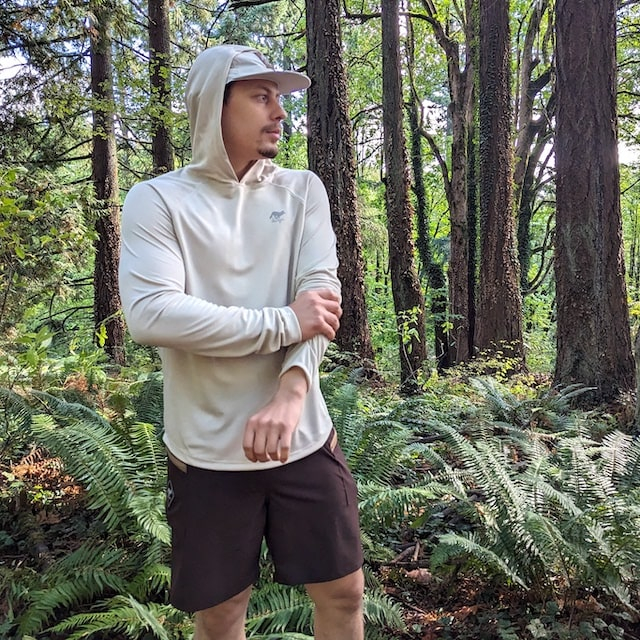Runyon Men's Desert Sand Sun Hoodie Shirt Long Sleeve Thumbholes Sun Protection Quick Dry American Made In USA