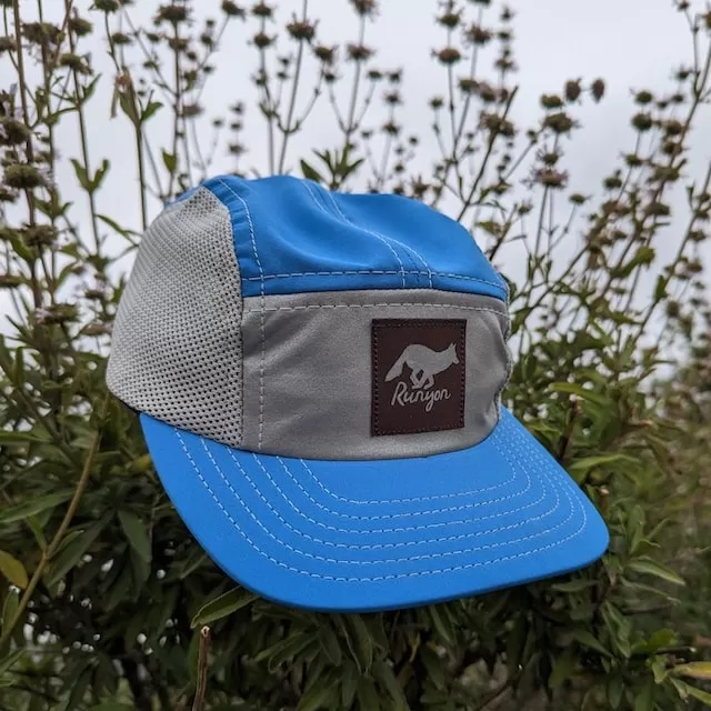 Runyon Sky Blue Topaz Rad Reflective Performance Camp Hat Made In USA - Trail Running Hiking Cap