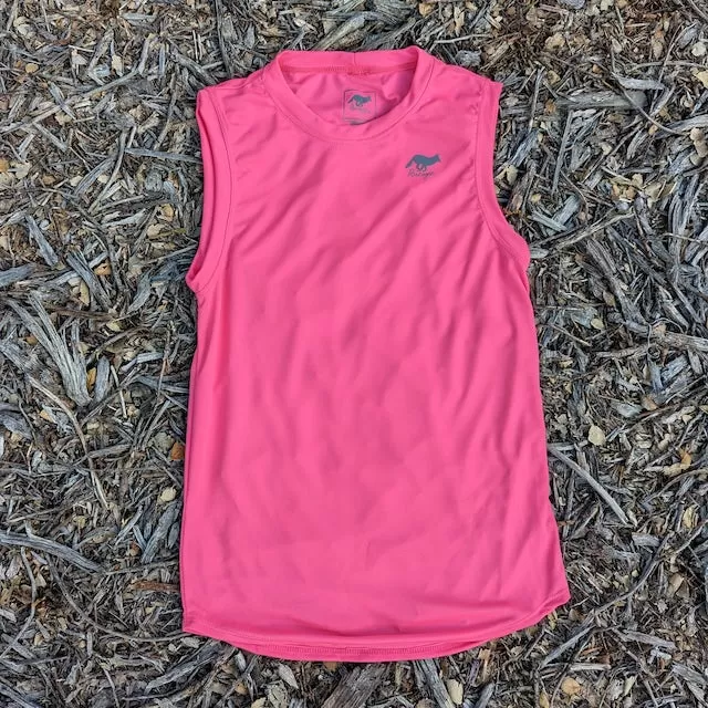 Runyon Women's Unisex Hot Pink Sleeveless Muscle Tee Performance Tank Top American Made In USA