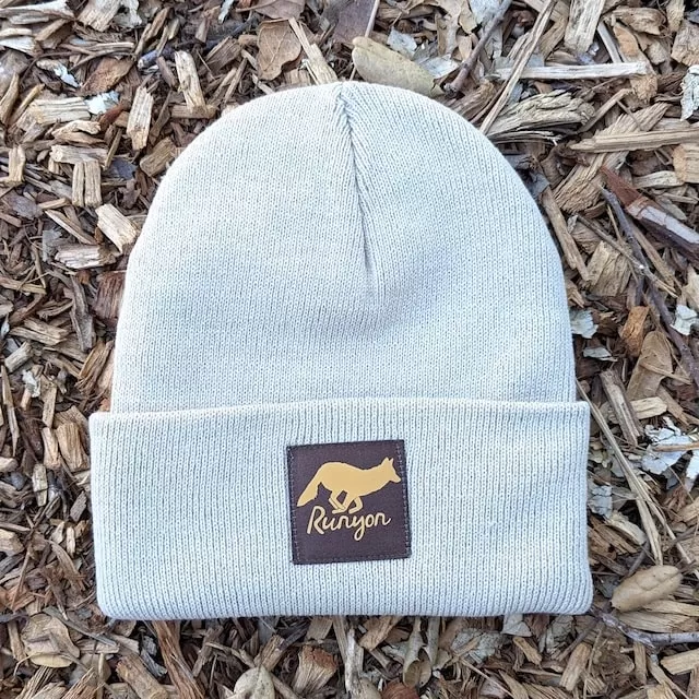 Runyon Canyon Apparel Sand Khaki Beige Gold Reflective Classic Cuffed Beanie American Made In USA