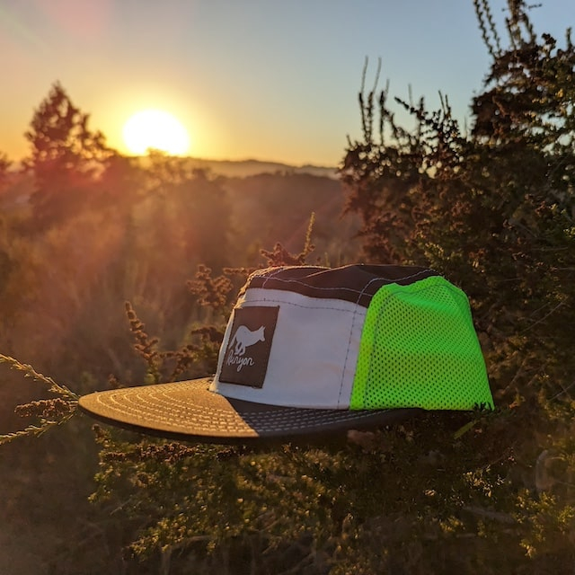 Runyon Black Neon Reflective Camp Hat American Made In USA Trail Running Hiking Workout Performance Cap