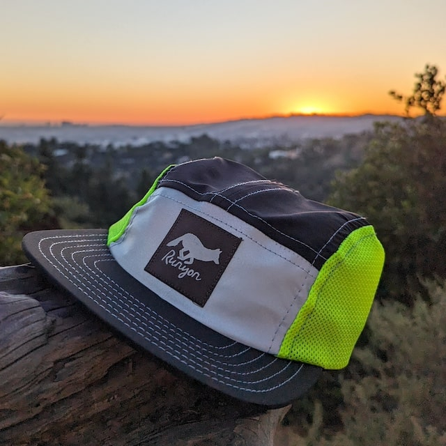 Runyon Black Neon Reflective Camp Hat American Made In USA Trail Running Hiking Workout Performance Cap