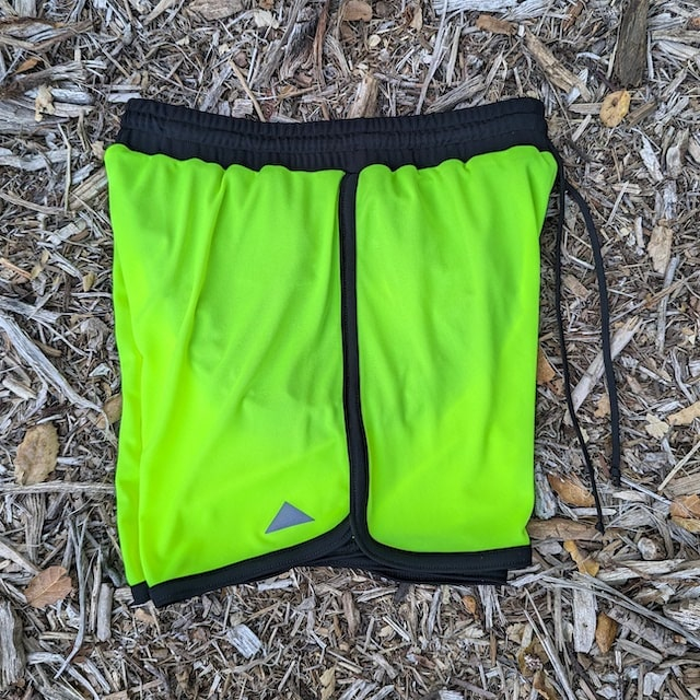 Runyon Fluorescent Safety Neon Yellow Green Running Short - Retro Ranger 4" Inch Workout Short American Made In USA