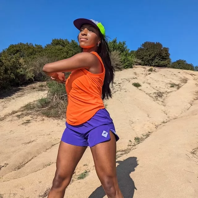 Runyon Women's Neon Orange Safety Fluorescent Orange Sleeveless Muscle Tee Performance Tank Top American Made In USA