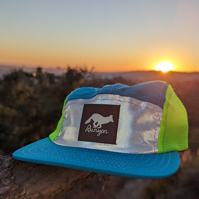 Runyon Teal Neon Reflective Camp Hat American Made In USA Trail Running Hiking Workout Performance CapRunyon Teal Neon Reflective Camp Hat American Made In USA Trail Running Hiking Workout Performance Cap