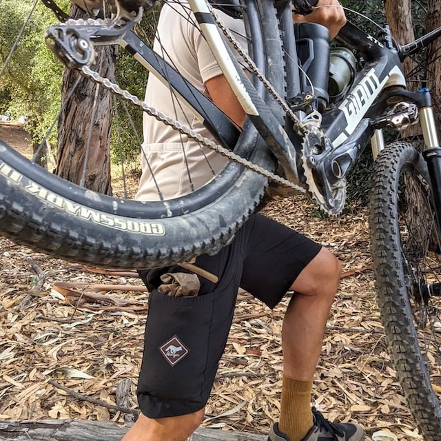 Runyon 9" TrailStash Gravel Cycling Short also great for Trail Running, Hiking, Fitness Outdoors Black American Made In USA