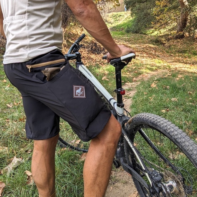 Runyon 9" TrailStash Gravel Cycling Short also great for Trail Running, Hiking, Fitness Outdoors Black American Made In USA