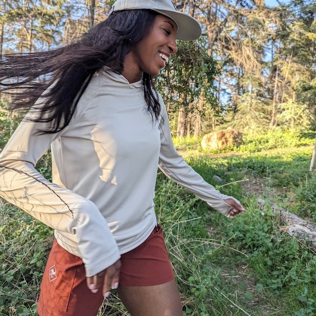 Runyon Women's Desert Sand Sun Hoodie Shirt Long Sleeve Thumbholes Sun Protection Quick Dry American Made In USA