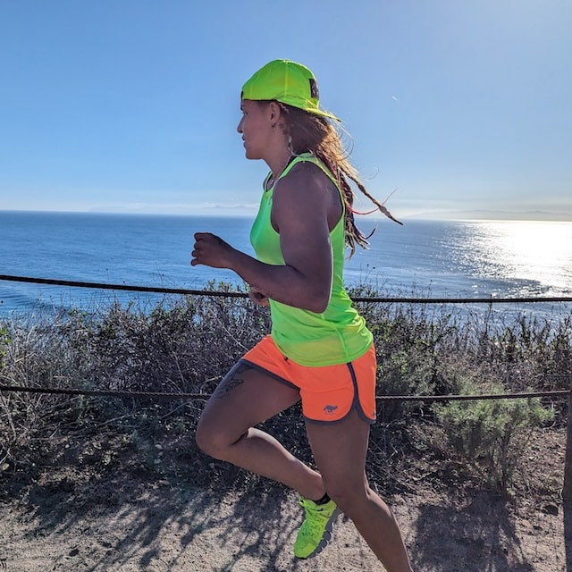 Runyon Women's Neon Safety Fluorescent Orange 4" Ranger Retro Running Short American Made In USA Track Workout Gym Yoga Fitness Short American Made In USA