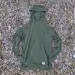 Runyon Men's Army Green Pocketed Sun Hoodie Shirt Long Sleeve Thumbholes Sun Protection Quick Dry American Made In USA