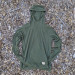 Runyon Women's Unisex Army Green Pocketed Sun Hoodie Shirt Long Sleeve Thumbholes Sun Protection Quick Dry American Made In USA