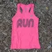 Women's Hot Pink RUN Racerback Tank Top - Fitness, Workout Apparel - American Made In USA