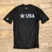 Runyon Mens Star USA Black Training Shirt great for running, hiking, trails, outdoor fitness. Made In USA