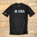 Runyon Mens Star USA Black Training Shirt great for running, hiking, trails, outdoor fitness. Made In USA