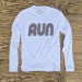 Runyon Mens White RUN Long Sleeve Fitness Shirt Performance Sportswear Runyon Canyon Apparel Made In USA