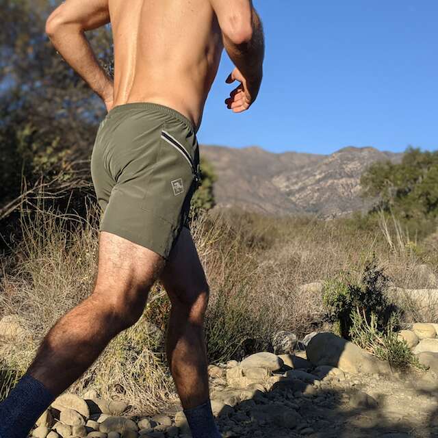 Runyon TrailStash 5" Gravel Short is multi-sport performance fitness short that works from running to hiking to casual cycling short, Made In USA